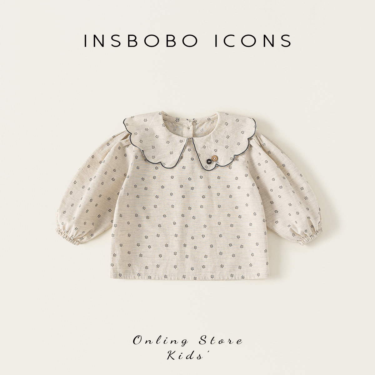 INSbobo女童衬衫2026秋季新款儿童衬衣宝宝娃娃领上衣小女