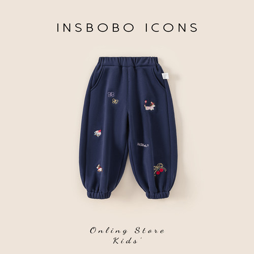 INSbobo儿童卡通绣花可爱卫裤