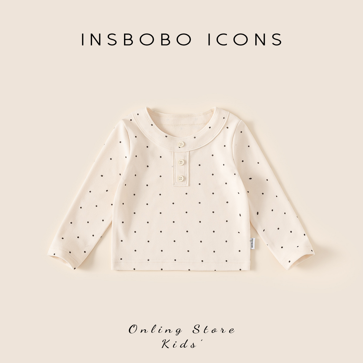 INSbobo婴儿圆领简约波点T恤秋冬