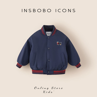 INSbobo儿童外套2026新款男童帅气棒球服女童洋气棉服冬季上衣潮