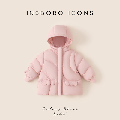 INSbobo女童连帽可爱羽绒服冬季