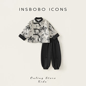 帅气小男孩国风唐装 2026新款 复古潮 儿童春装 周岁礼服汉服男童套装