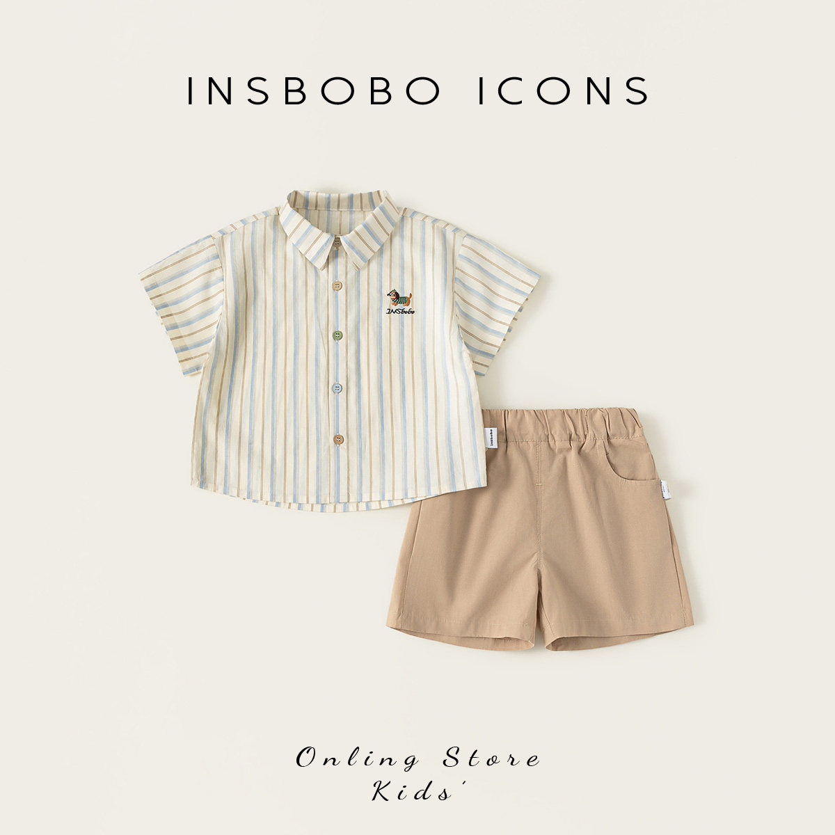 INSbobo男童套装2026夏季新款男孩好看衣服洋气童装时髦夏装短袖