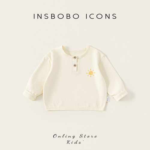 INSbobo儿童卡通印花半开领T恤