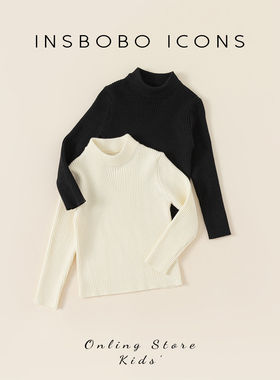 女童毛衣宝宝黑色打底衫新款儿童白色针织衫男童好看衣服春秋上衣