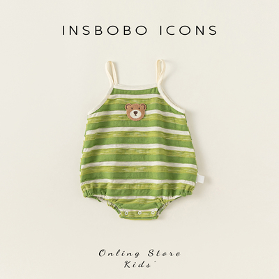 INSbobo儿童可爱小熊吊带哈衣