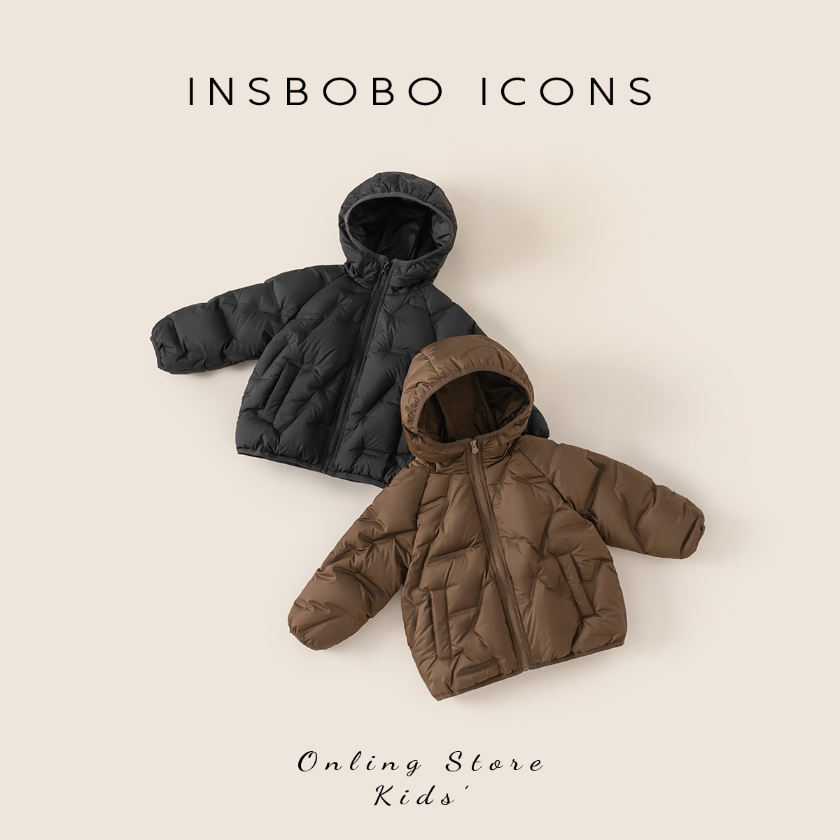 INSbobo儿童羽绒服纯色羽绒服