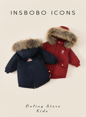 儿童羽绒服红色男童羽绒服宝宝羽绒服2025新款女童新年保暖冬装