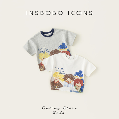 INSbobo儿童圆领卡通印花T恤