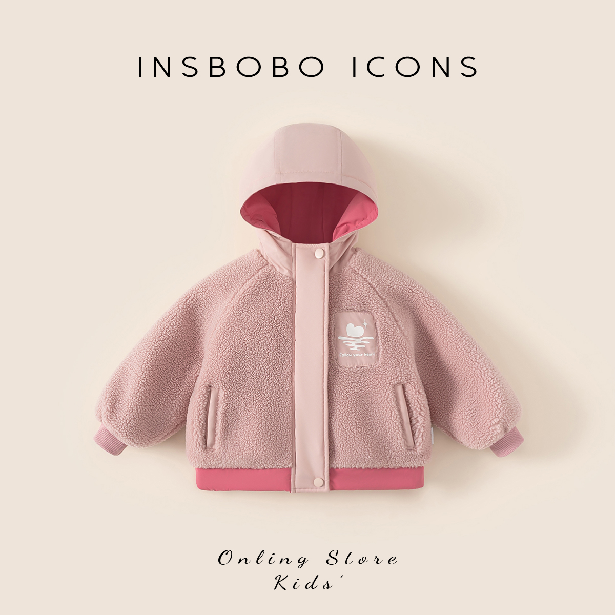 INSbobo儿童连帽可爱印花毛毛衣