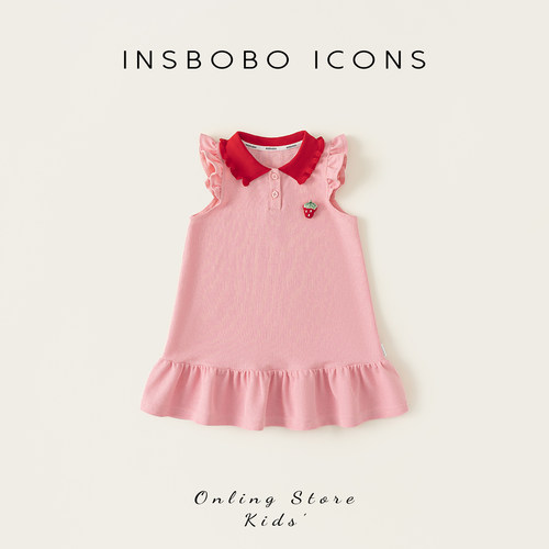 INSbobo儿童裙子领子撞色连衣裙