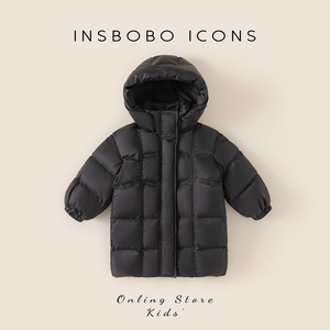 INSbobo男童羽绒服2024冬季黑金羽绒外套男宝冬装儿童羽绒服三防