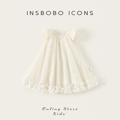 INSbobo儿童蝴蝶结花边连衣裙