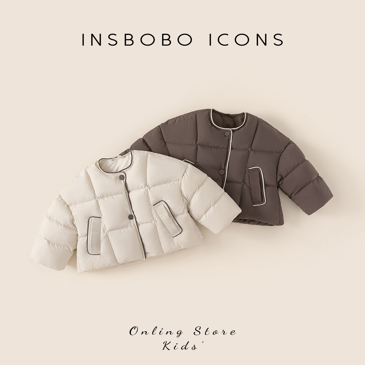 INSbobo儿童羽绒服纯色简约上衣