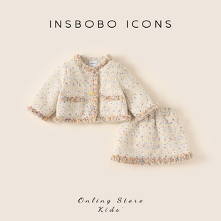 女童套装秋冬儿童衣服2025冬季新款宝宝夹棉套装裙周岁生日礼服厚