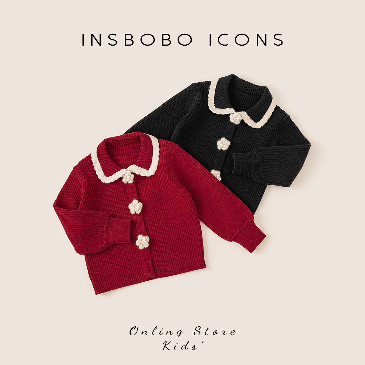 INSbobo女童毛衣红色儿童新年衣服女宝针织外套女孩开衫冬装童装,童装/婴儿装/亲子装,毛衣/针织衫,淘宝优惠券,粉丝福利购,淘宝优惠卷
