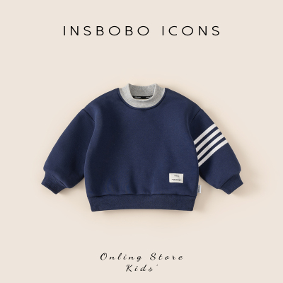 INSbobo儿童线条单边条纹袖卫衣