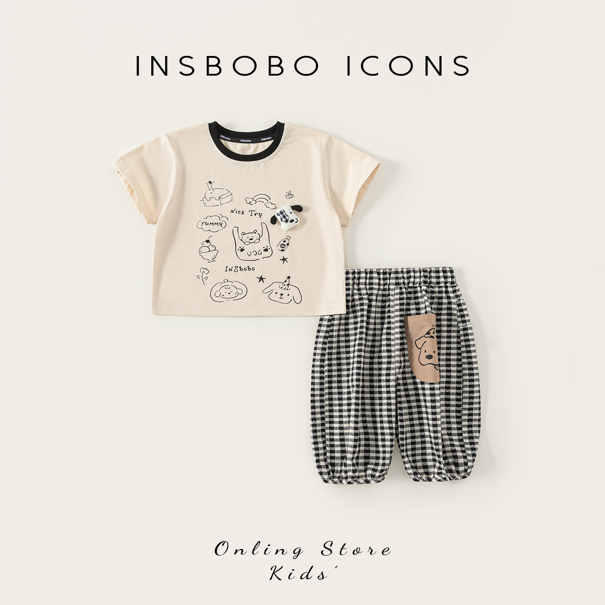 INSbobo儿童拼色可爱装饰套装