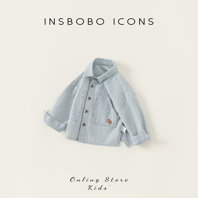INSbobo儿童条纹牛仔衬衫外套