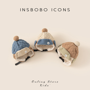 INSbobo儿童帽子秋冬男孩可爱超萌帽女童防风护耳雷锋帽保暖帽