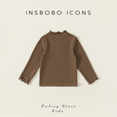 童装 INSbobo儿童T恤春装 时尚 花边女童打底衫 纯色宽松2026春季 新款