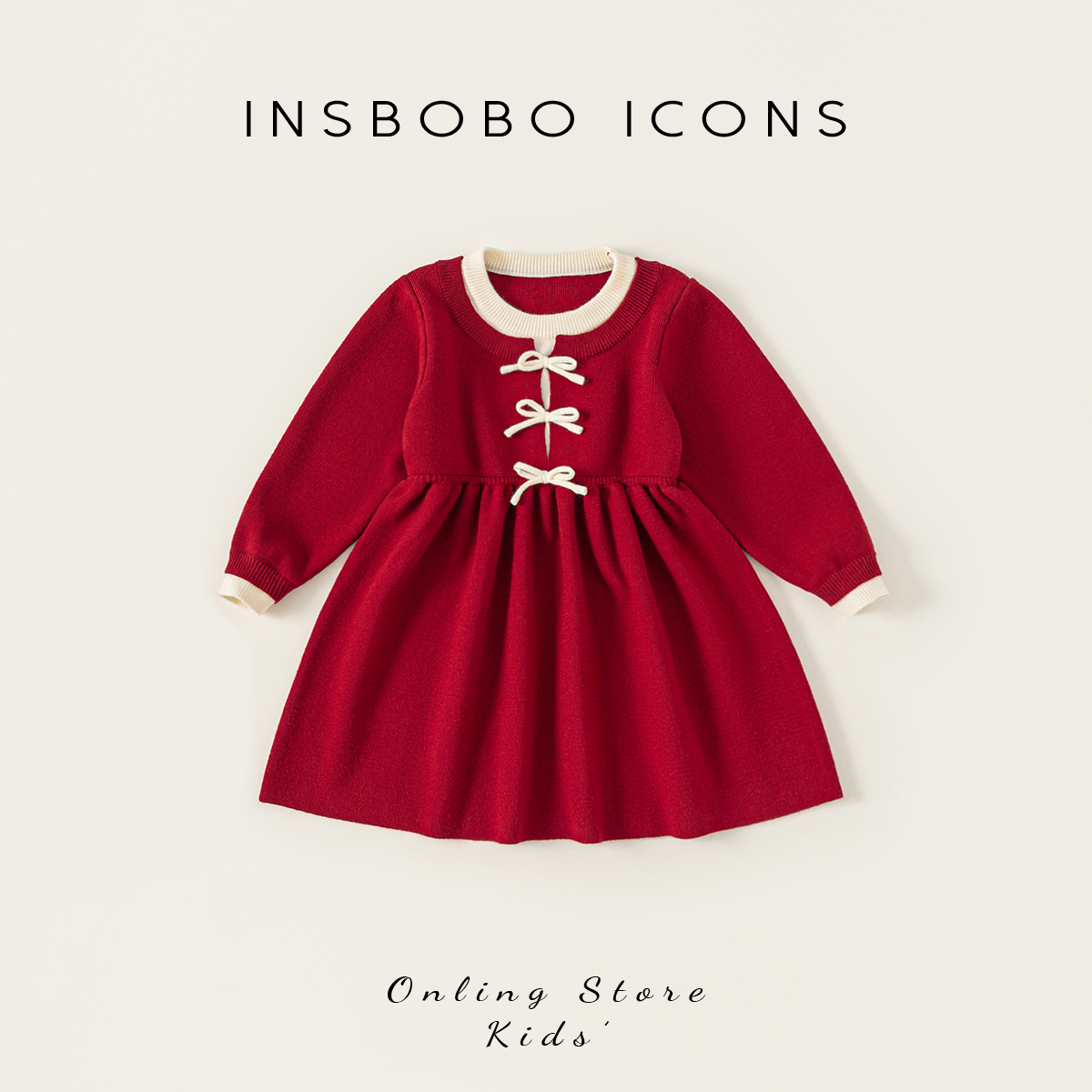 INSbobo女童春秋连衣裙洋气衣服