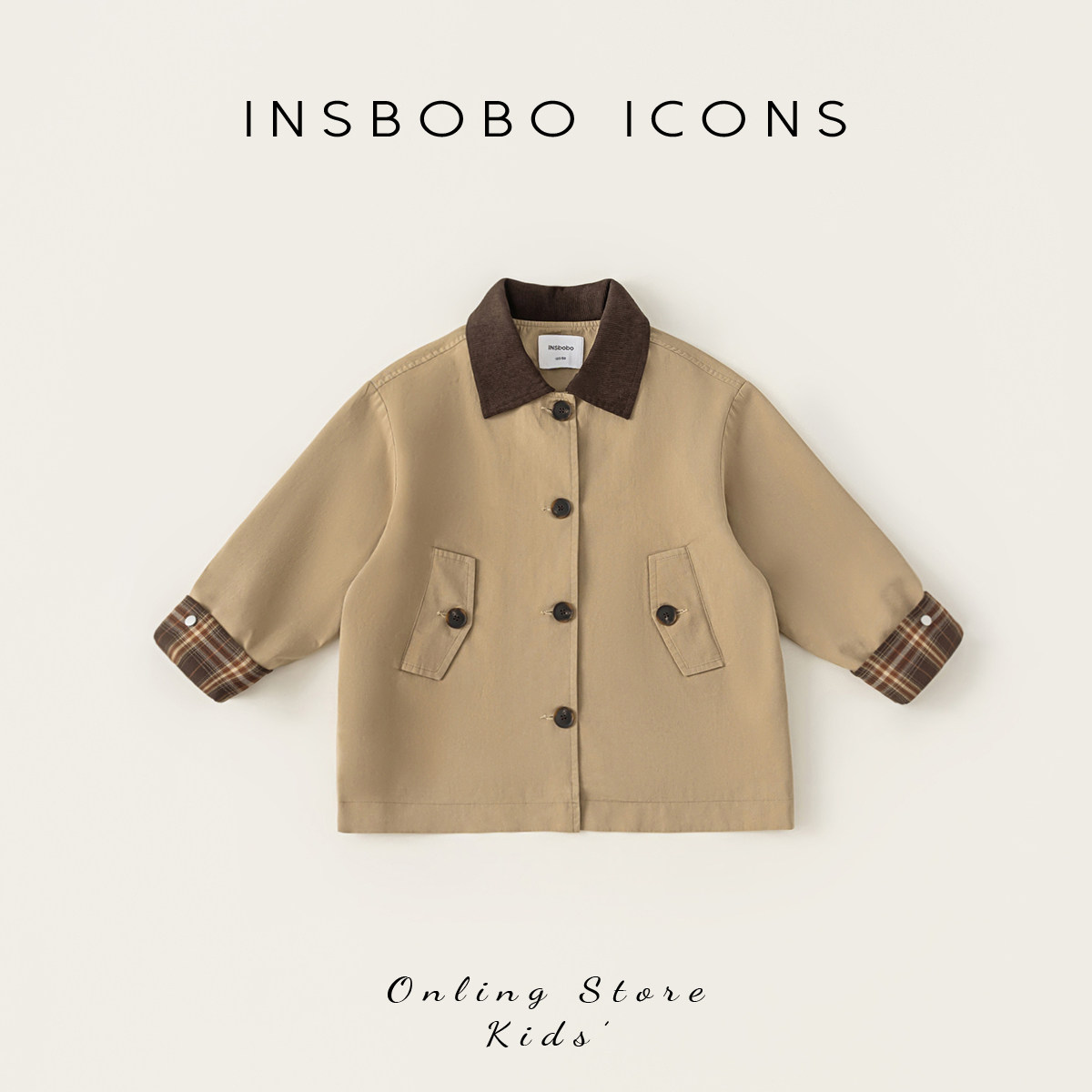 INSbobo男童外套2026春季新款女童洋气风衣男童好看上衣宝宝春装,童装/婴儿装/亲子装,普通外套,淘宝优惠券,粉丝福利购,淘宝优惠卷