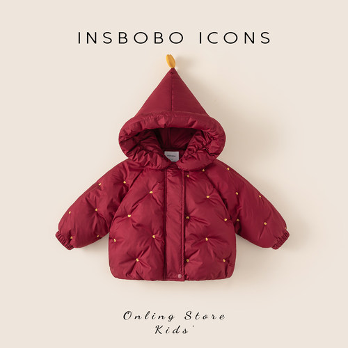 INSbobo儿童爱心绣花连帽棉服