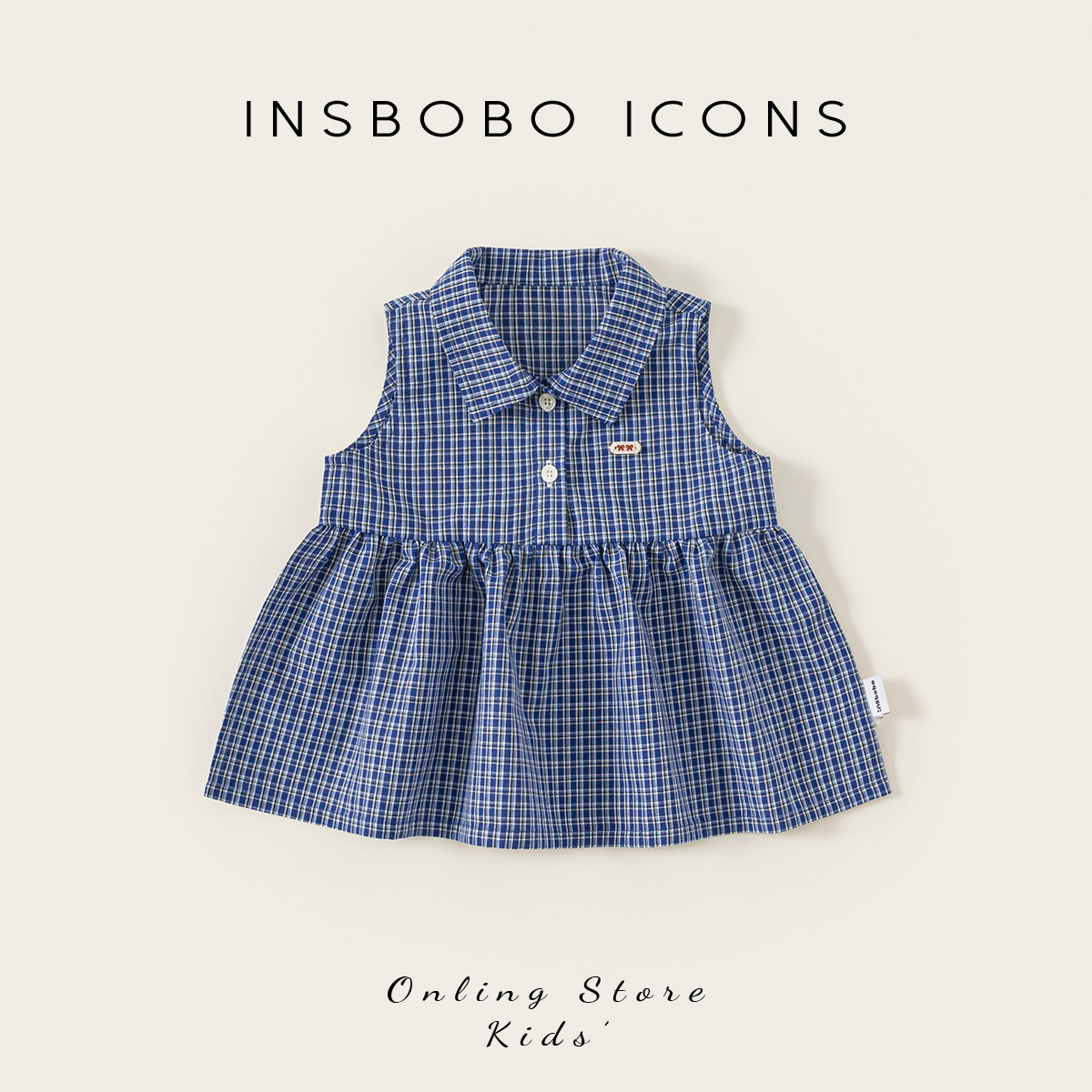 INSbobo女童衬衫夏季新款2026女宝格子衬衣儿童洋气好看上