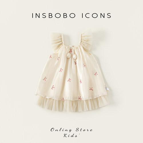 INSbobo儿童蝴蝶结印花连衣裙