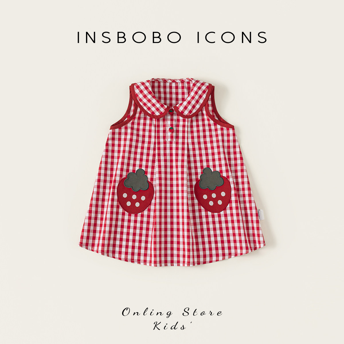 INSbobo女童连衣裙2026夏季新款儿童裙子女孩红色衣服好看