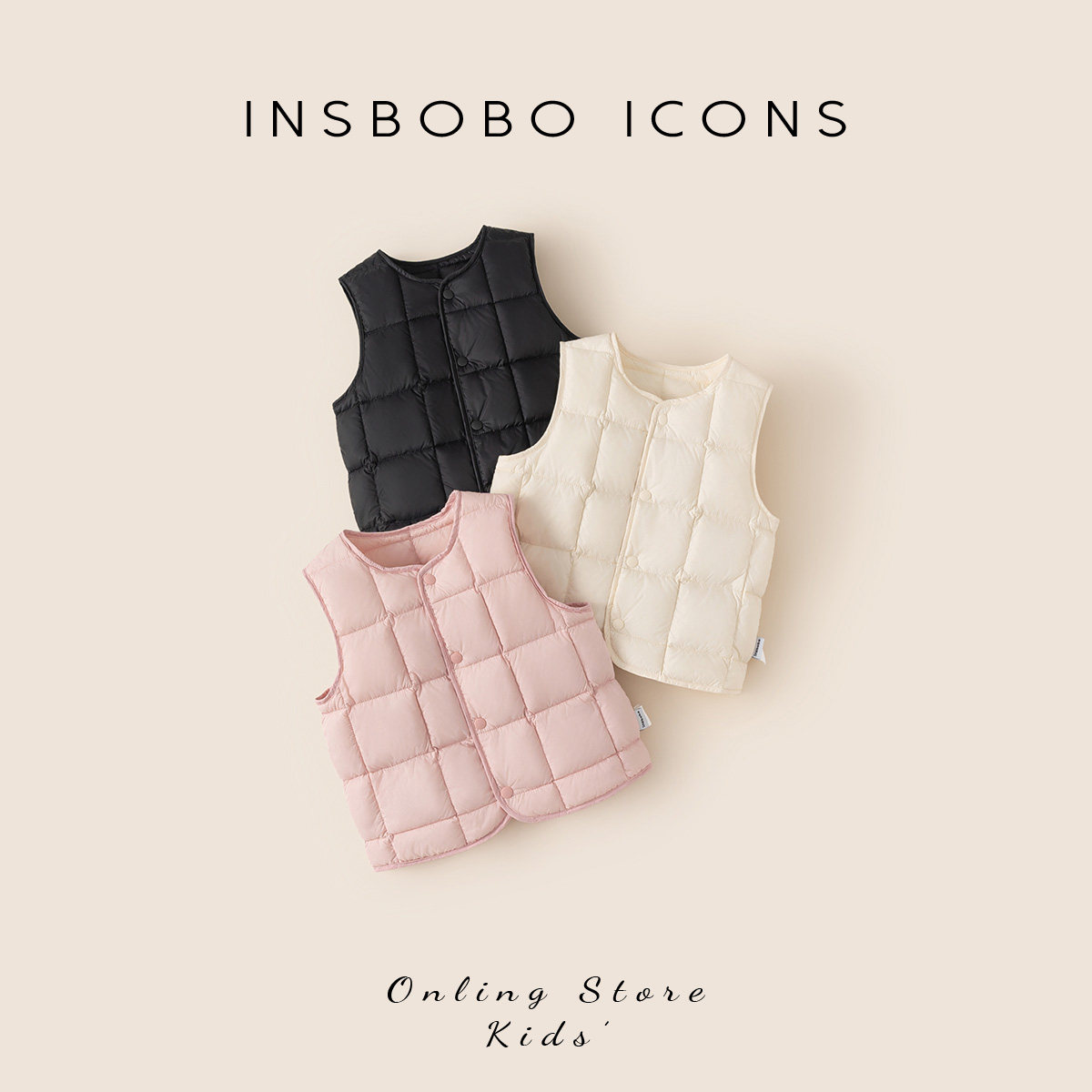 INSbobo儿童羽绒马甲2026冬季新款女童轻薄羽绒服男童羽绒内胆潮