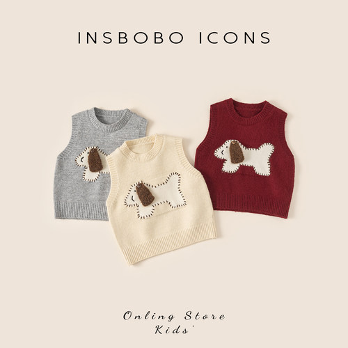 INSbobo儿童卡通图案毛衣背心