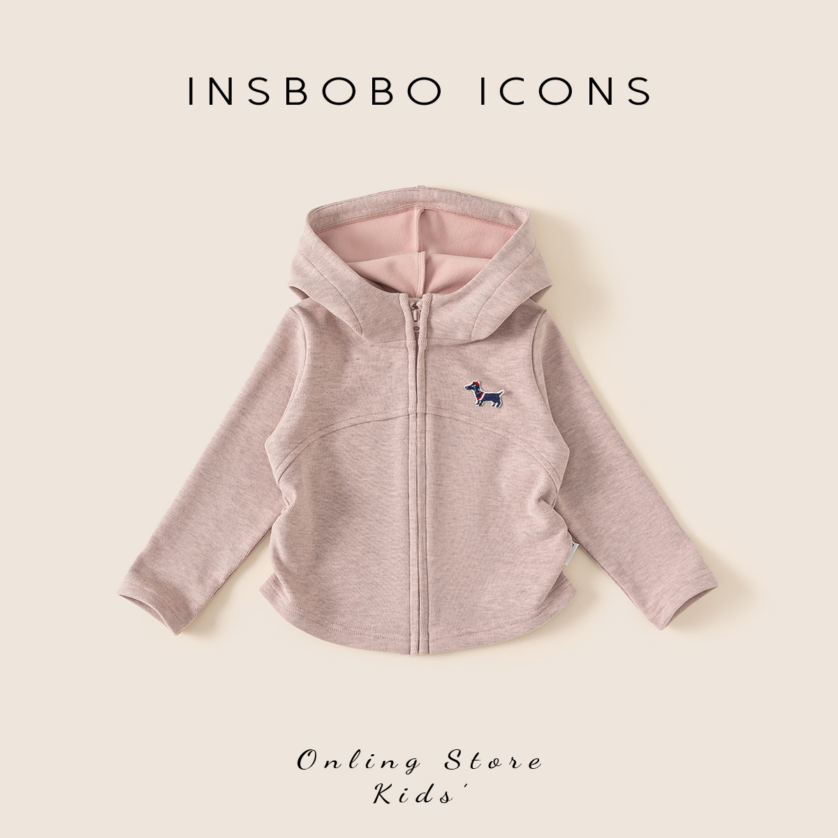 INSbobo儿童连帽可爱刺绣外套