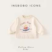 花边上衣春季 INSbobo女童卫衣长袖 卡通儿童T恤春秋款 2026新款 春装