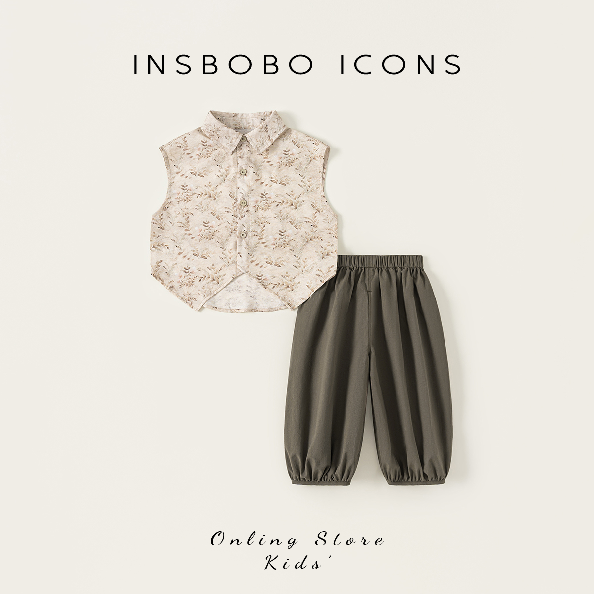 INSbobo儿童碎花无袖休闲套装