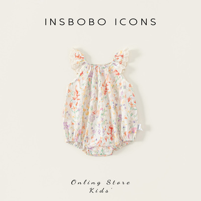 INSbobo儿童花边印花三角爬服