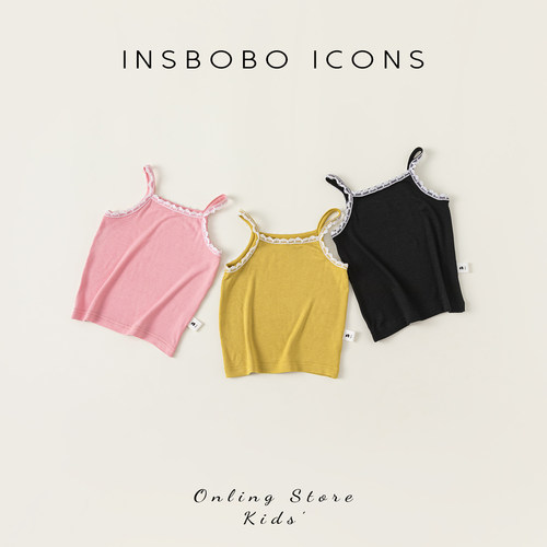 INSbobo夏季清爽纯色花边背心