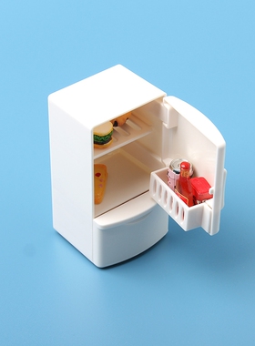 Dollhouse迷你仿真白色冰箱娃娃屋微缩袖珍厨房食玩场景模型道具