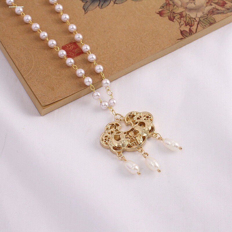 【平安锁】汉服璎珞项链古典项圈长命锁月光石古风男女款铜