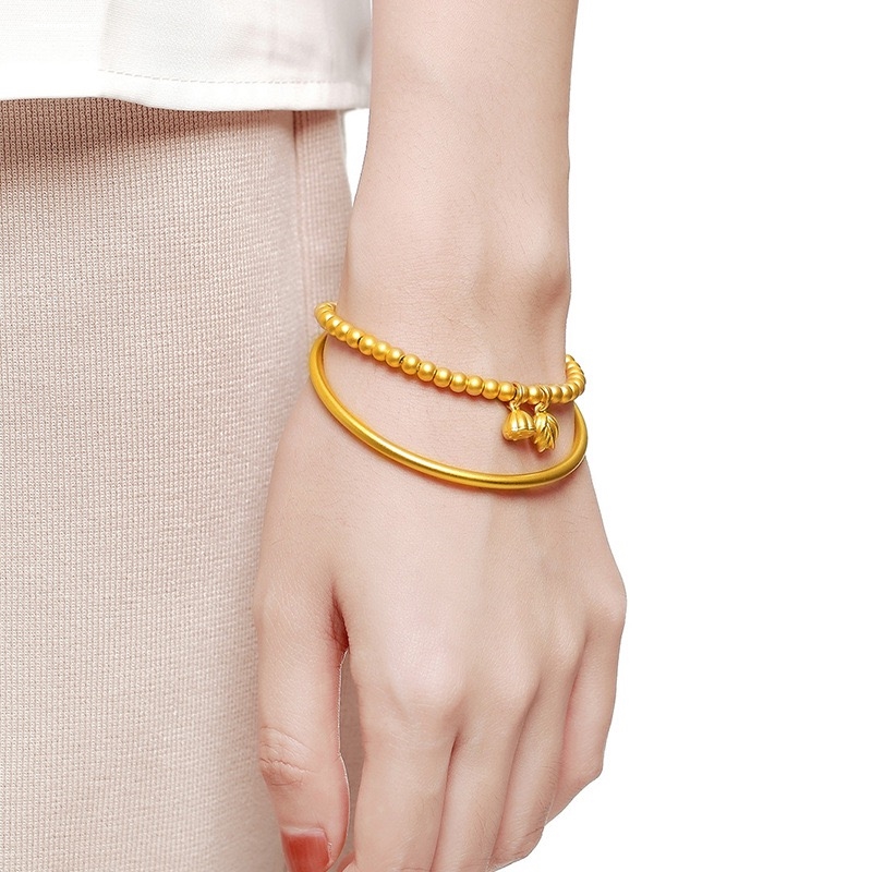 手链女款仿金莲蓬黄金吊坠小挂件金珠脚链