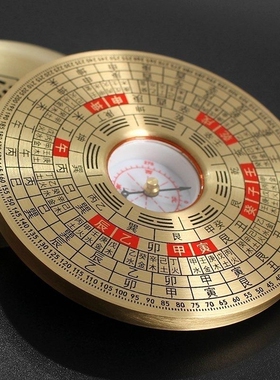 黄铜复古实心八卦轮盘指尖陀螺手工罗盘太极盘手把件摆件