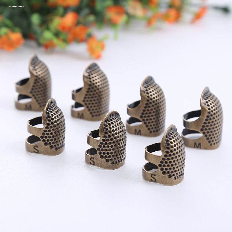 可调节顶针家用防扎手指套戒指顶针箍缝纫工具刺绣金色银色顶针器图片