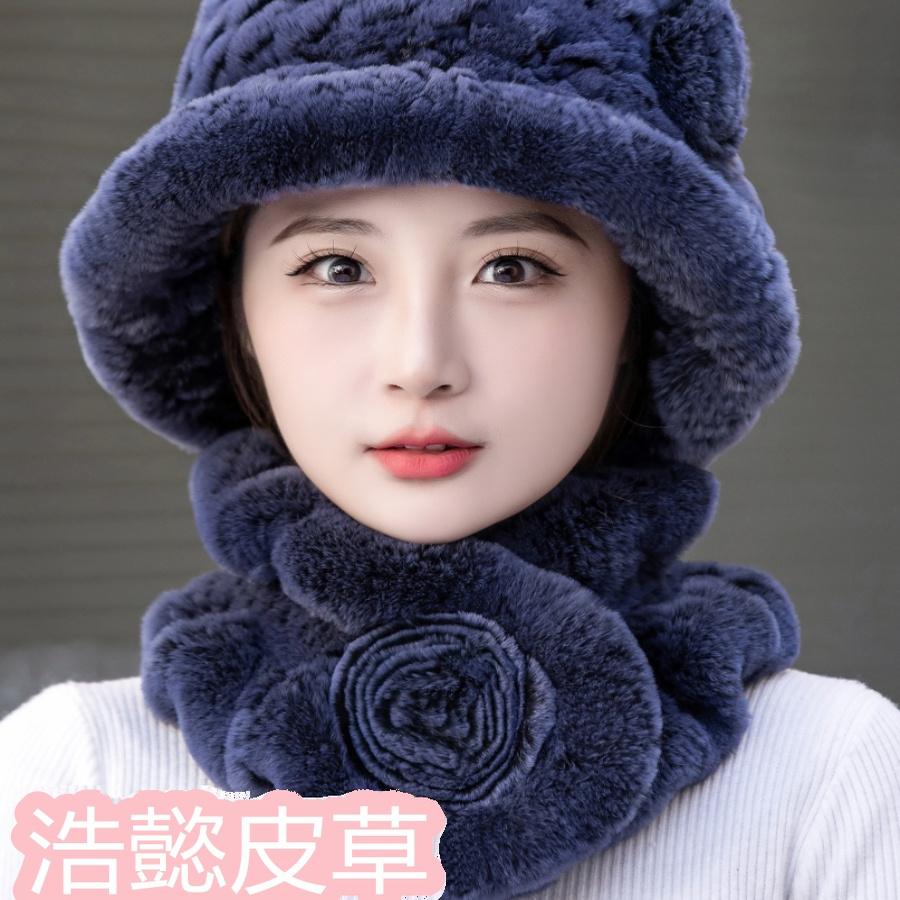 獭兔毛皮草帽子女冬季老太太妈妈奶奶中老年人加厚保暖渔夫帽盆帽