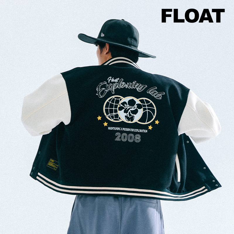 FLOAT 美式复古夹克秋季新款撞色原创设计刺绣外套宽松潮流棒球服