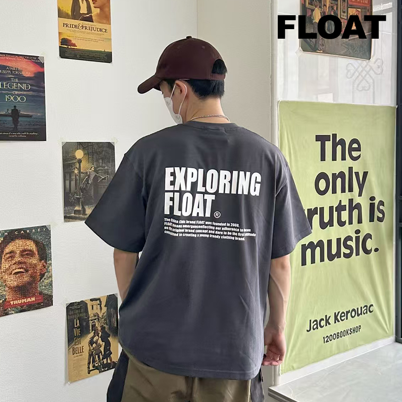FLOAT 字母印花纯棉短袖25夏季新款时尚潮流宽松百搭圆领男女T恤