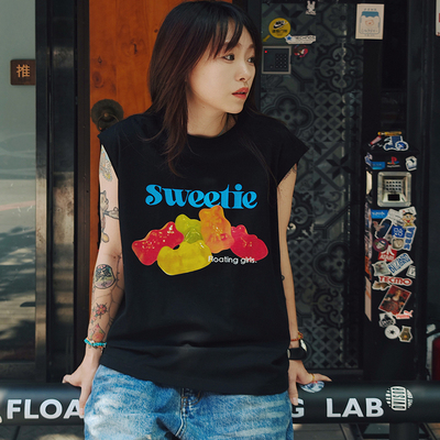 小熊软糖纯棉无袖T恤背心