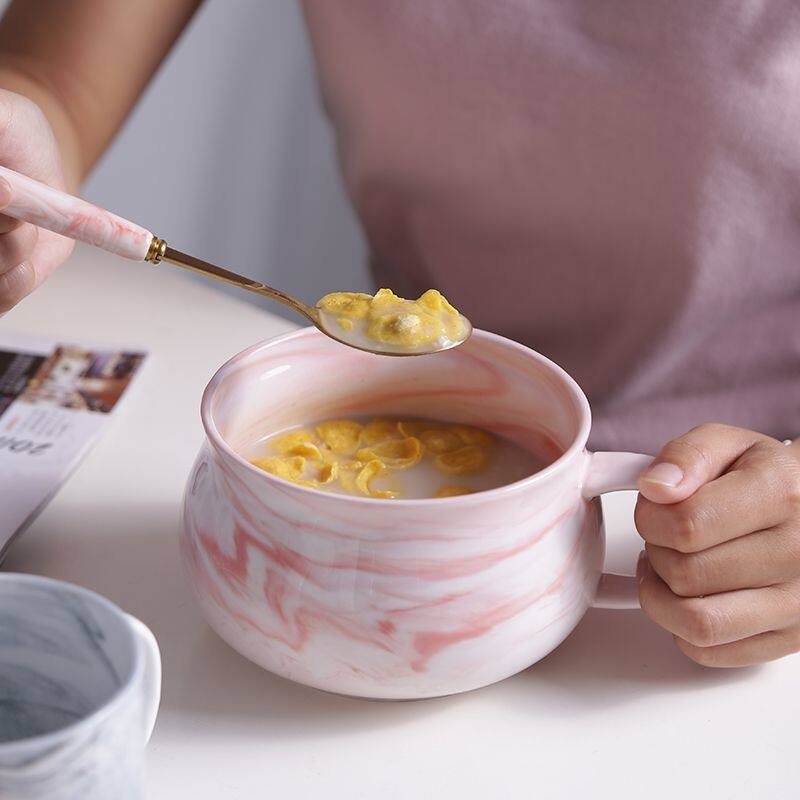 杯子女生日礼物大容量陶瓷早餐杯碗燕麦牛奶杯带盖勺女加厚学生星