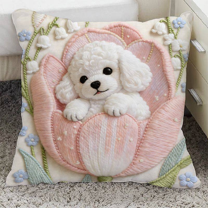 沙发靠背上的摆件郁金香花芯比熊印花抱枕爆款正方形沙发飘窗摆件,居家布艺,靠垫/抱枕,淘宝优惠券,粉丝福利购,淘宝优惠卷