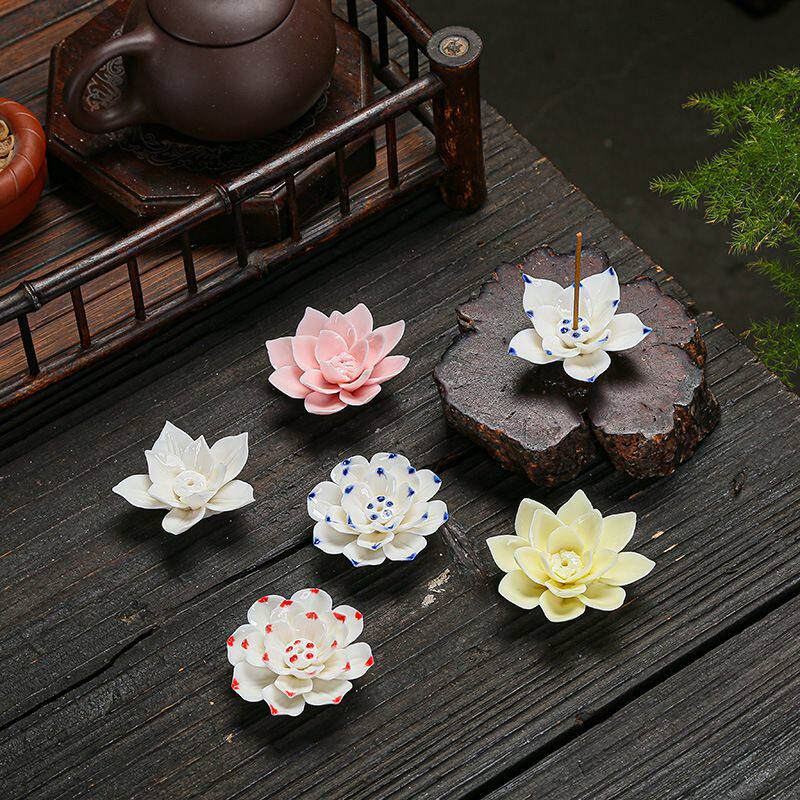线香放置器陶瓷莲花荷插